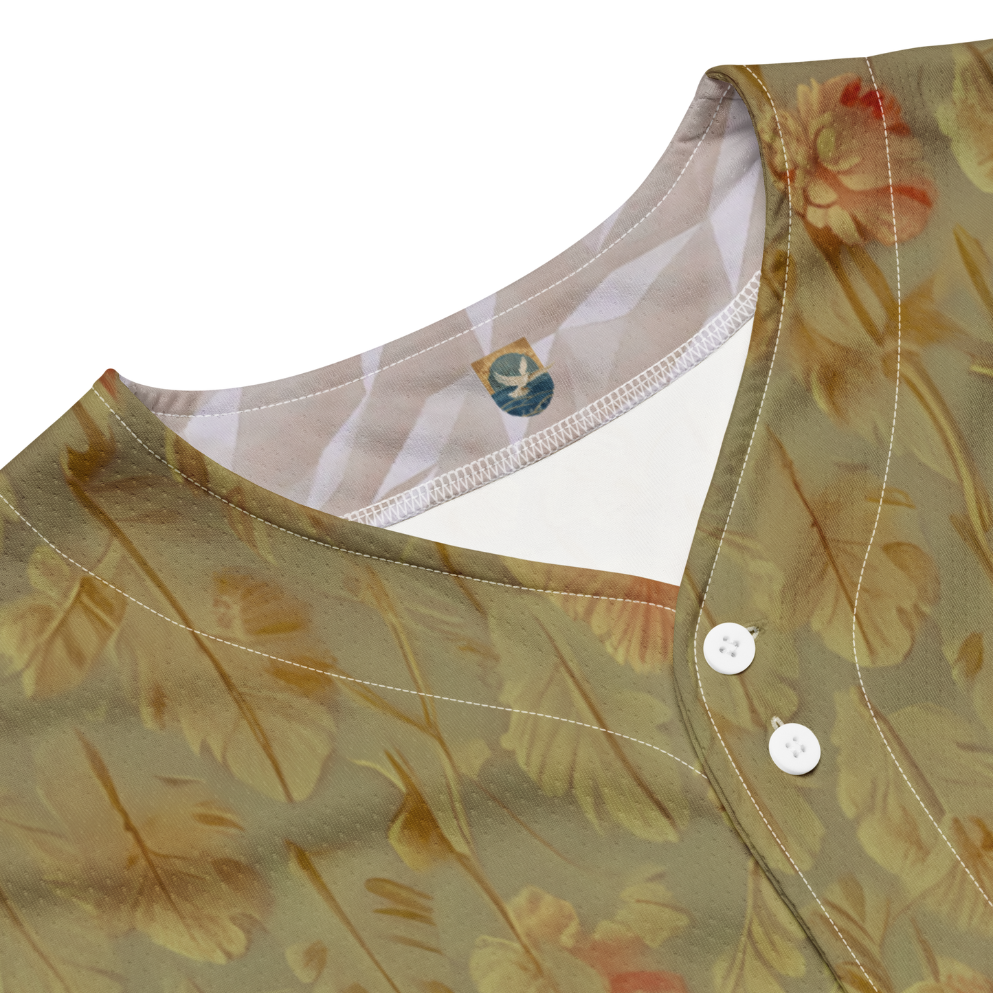 Riviera Floral Gold - Button-Up Performance Shirt