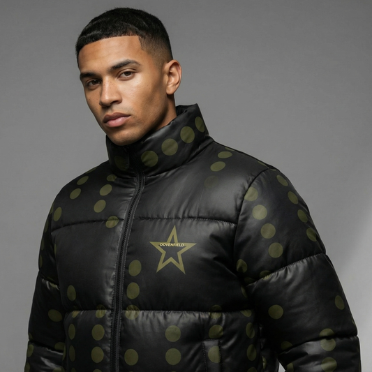 Star Series IV Gold - Premium Silk Satin Puffer Jacket