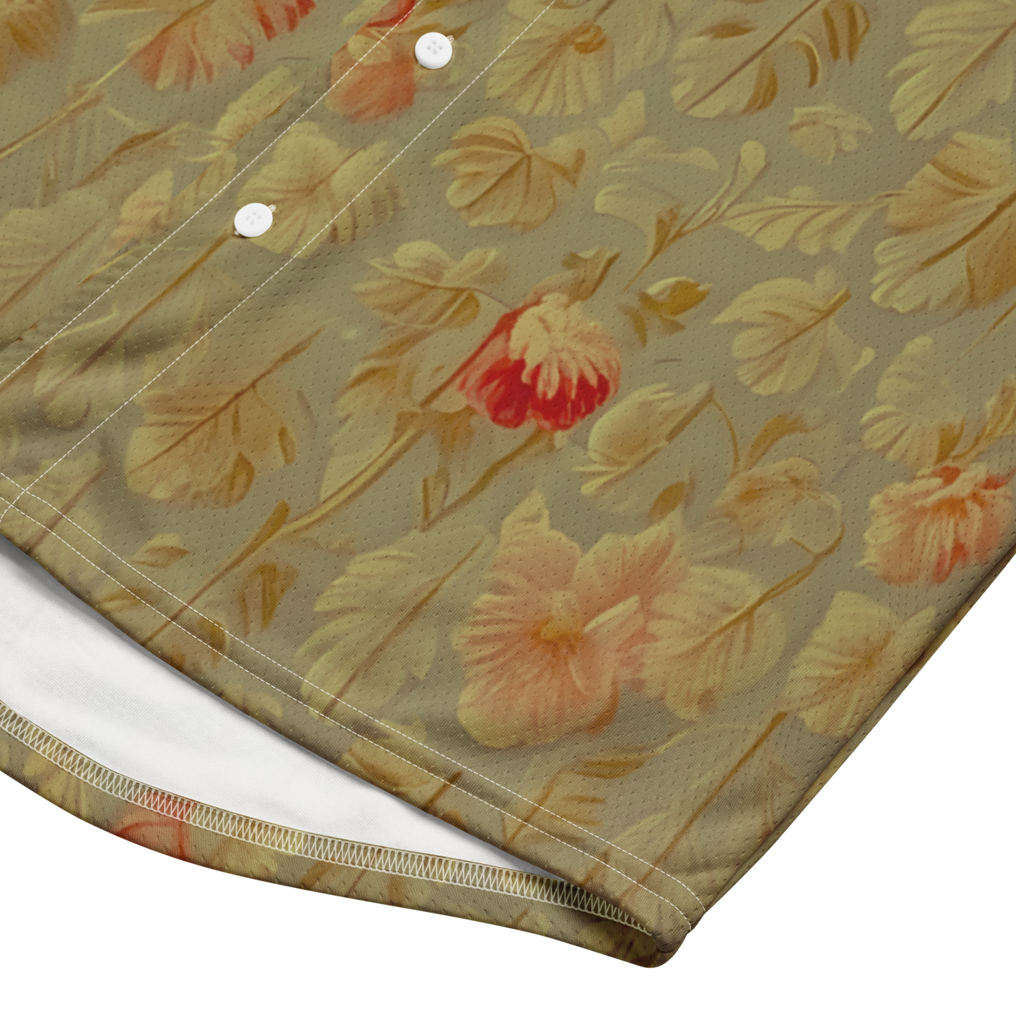 Riviera Floral Gold - Button-Up Performance Shirt