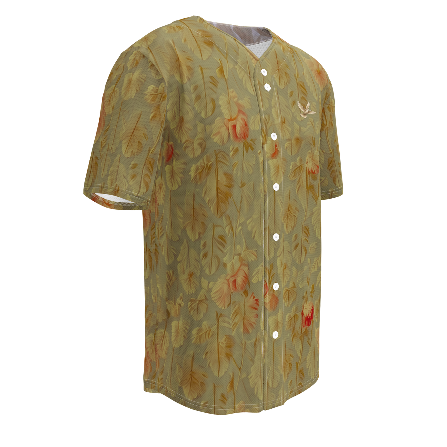 Riviera Floral Gold - Button-Up Performance Shirt