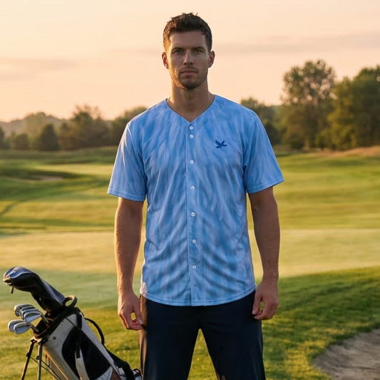 Riviera Blue Dove - Button-Up Performance Shirt