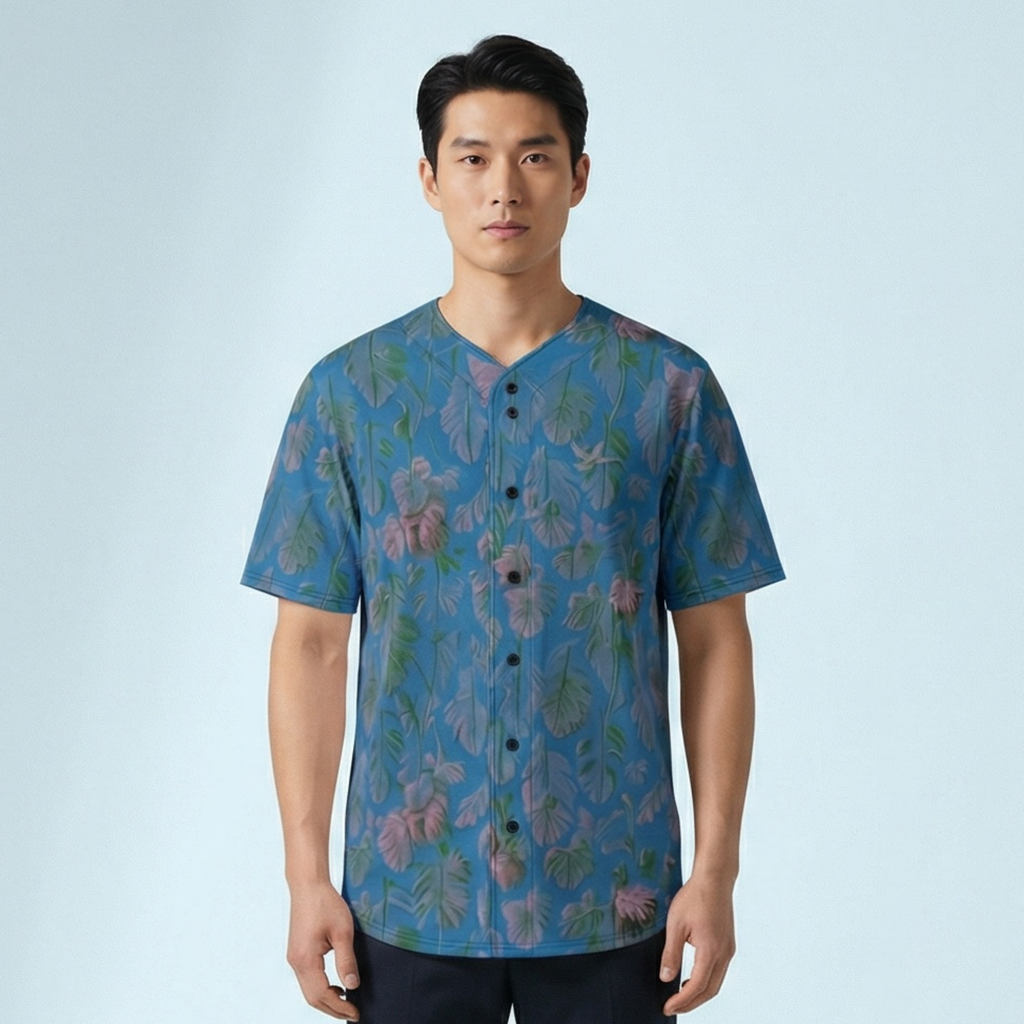 Riviera Floral Midnight Blue - Button-Up Performance Shirt