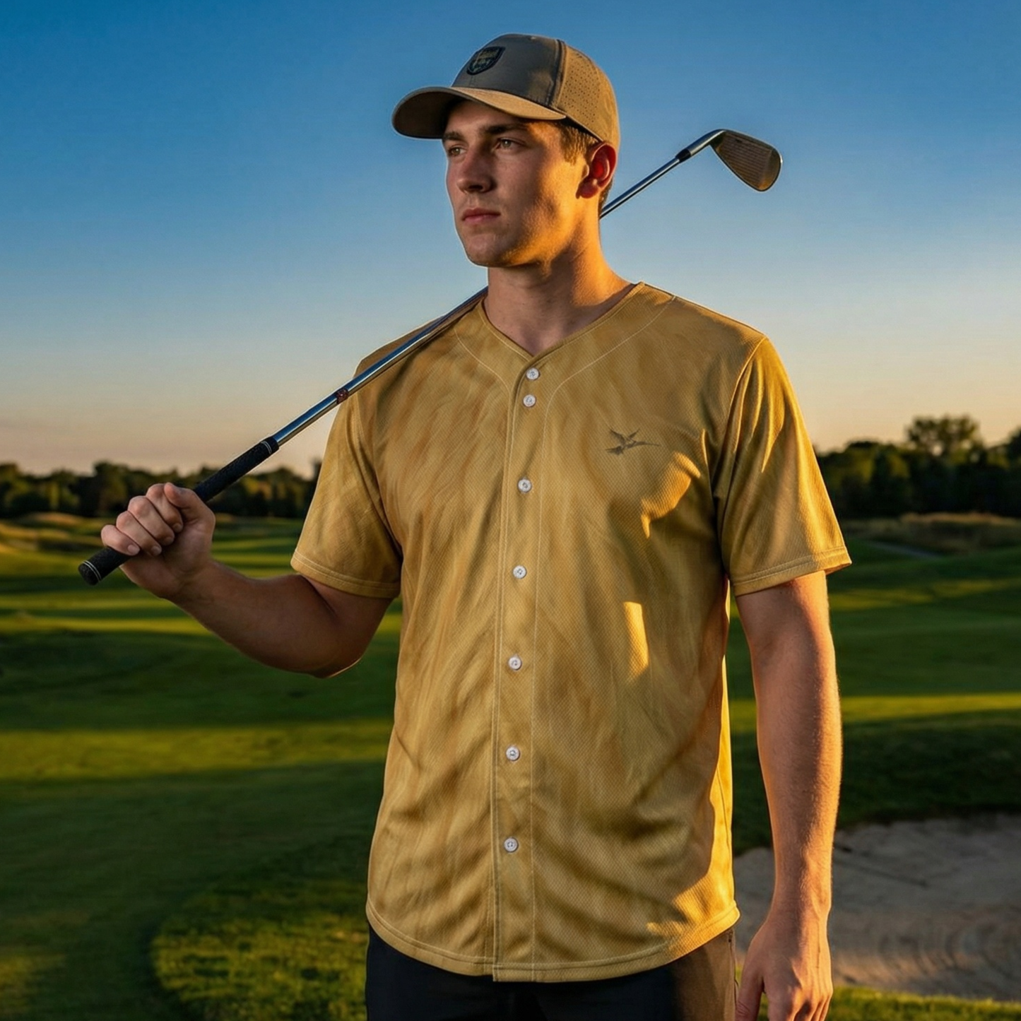 Riviera Gold Dove - Button-Up Performance Shirt
