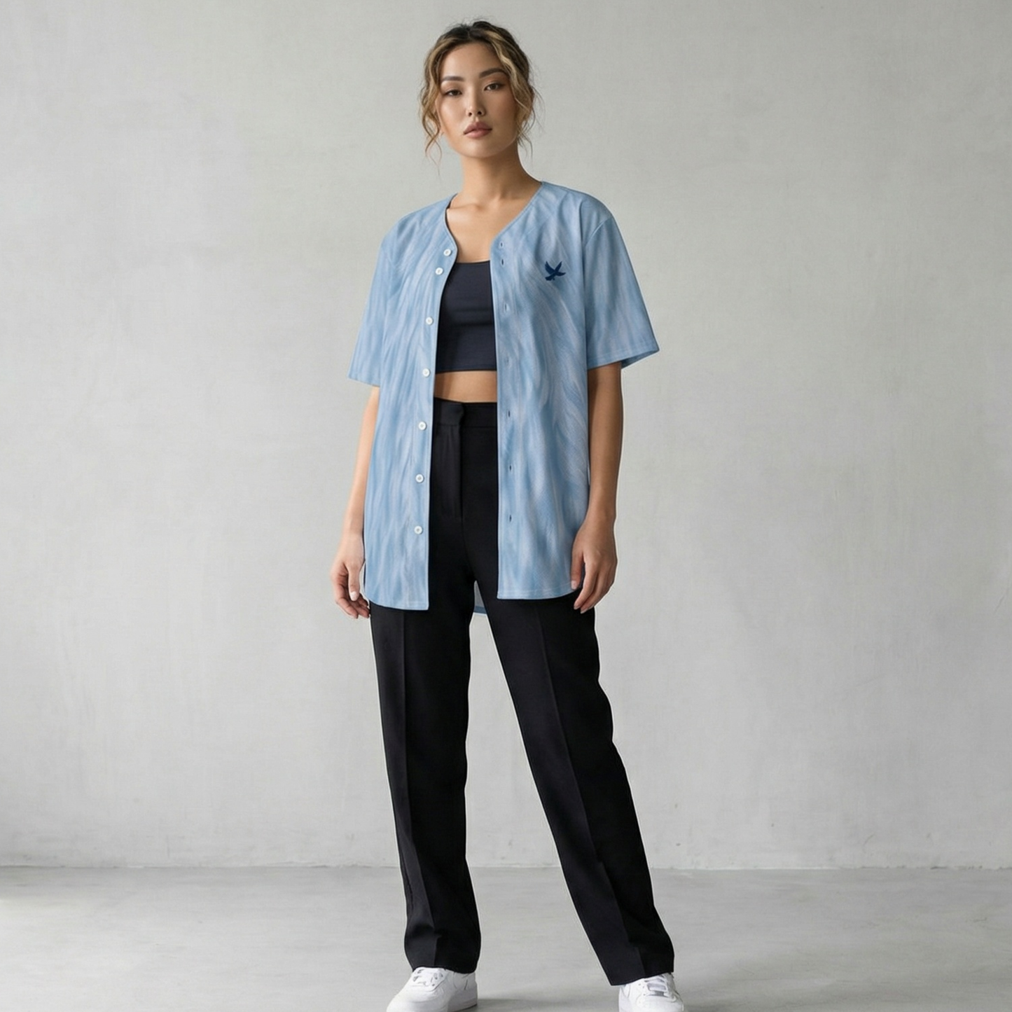 Riviera Blue Dove - Button-Up Performance Shirt