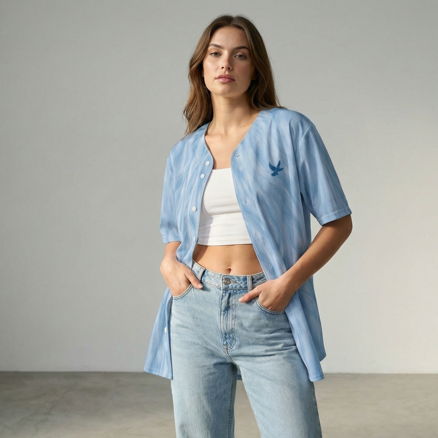 Riviera Blue Dove - Button-Up Performance Shirt